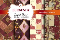 Burgundy Digital Papers | Floral Digital paper Product Image 2