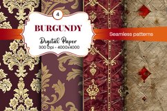 Burgundy Digital Papers | Floral Digital paper Product Image 1