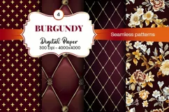 Burgundy Digital Papers | Floral Digital paper Product Image 2