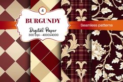Burgundy Digital Papers | Floral Digital paper Product Image 1