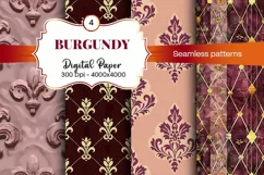 Burgundy Digital Papers | Floral Digital paper Product Image 2