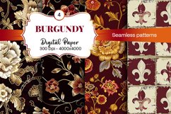 Burgundy Digital Papers | Floral Digital paper Product Image 2