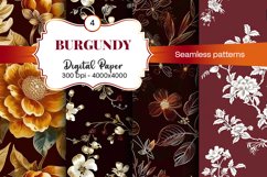 Burgundy Digital Papers | Floral Digital paper Product Image 2