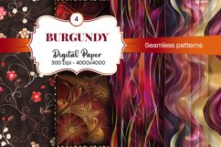 Burgundy Digital Papers | Floral Digital paper Product Image 2