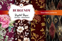 Burgundy Digital Papers | Floral Digital paper Product Image 2