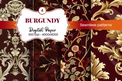 Burgundy Digital Papers | Floral Digital paper Product Image 1