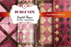 Burgundy Digital Papers | Floral Digital paper Product Image 2