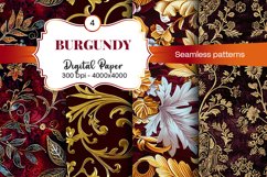 Burgundy Digital Papers | Floral Digital paper Product Image 2