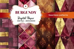Burgundy Digital Papers | Floral Digital paper Product Image 2