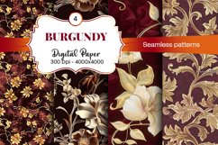 Burgundy Digital Papers | Floral Digital paper Product Image 1