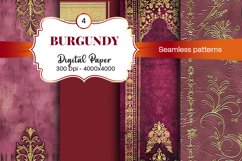Burgundy Digital Papers | Floral Digital paper Product Image 1