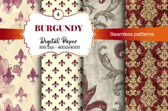 Burgundy Digital Papers | Floral Digital paper Product Image 2