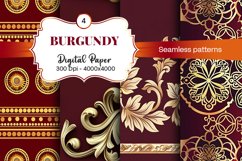 Burgundy Digital Papers | Floral Digital paper Product Image 1
