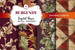 Burgundy Digital Papers | Floral Digital paper Product Image 2