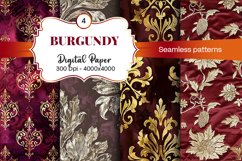 Burgundy Digital Papers | Floral Digital paper Product Image 1