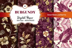 Burgundy Digital Papers | Floral Digital paper Product Image 2