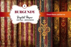 Burgundy Digital Papers | Floral Digital paper Product Image 2