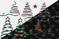 Burgundy and Emerald Ribbon Christmas Trees Clipart Product Image 3
