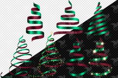 Burgundy and Emerald Ribbon Christmas Trees Clipart Product Image 4