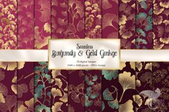 Burgundy and Gold Ginkgo Digital Paper Product Image 1