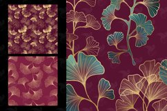Burgundy and Gold Ginkgo Digital Paper Product Image 5