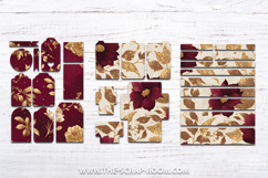 Printable Junk Journal Kit Burgundy and Gold papers stickers Product Image 9