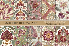 Burgundy and Sage Boho Chic Floral Patterns Product Image 1