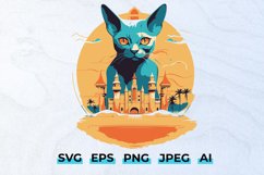 Burmese Summer Cat Sublimation Design | Oriental Style PNG Product Image 1