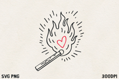 Burning Match with Heart SVG PNG | Spark of Love Valentine Product Image 1