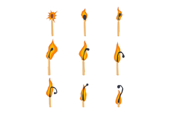 Burning wooden matchstick stages process illustration Product Image 1