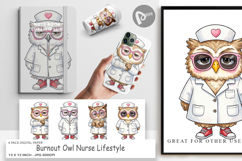 Burnout Owl Nurse Digital Paper Product Image 1