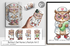 Burnout Owl Nurse Digital Paper Product Image 1