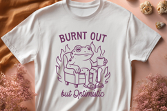 Burnt Out But Optimistic Frog SVG PNG | Funny Mental Health Product Image 2