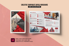 Modern corporate bifold brochure template with professional layouts for company profiles, business presentations, services, and branding.