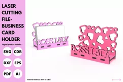 heart boss lady business card holder - svg laser cutting fil Product Image 1