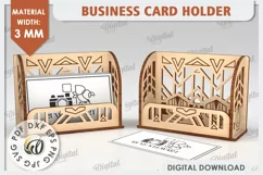 Business Card Holder Laser Cut Design. Wood Organizer SVG Product Image 1