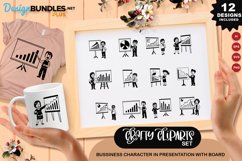 Business Character In Presentation With Board Clipart Set Product Image 1