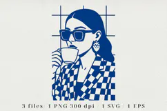 Retro Coffee Line Art Clipart, Funny Puns SVG | PNG | EPS Product Image 1