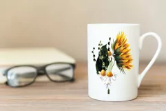 Watercolor sunflower bouquet clipart. Sublimation PNG Product Image 5