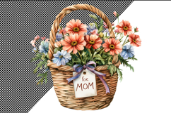 Busket with flowers. Mothers day illustration. Png clipart. Product Image 2