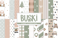 Neutral Christmas digital paper pack with pastel designs