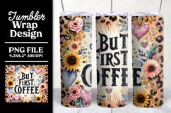 But First Coffee Tumbler Wrap | Leopard Sunflowers Product Image 1