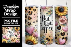 Tumbler Wrap | But First Coffee | Leopard Sunflowers Product Image 1