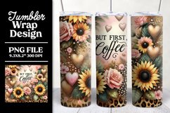 Coffee Tumbler Wrap | But First Coffee | Sunflower Tumbler Product Image 1
