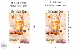 Watercolour Cocktail Recipe PNG | Christmas Kitchen Towel Product Image 2