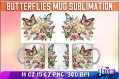 Butterflies Mug Sublimation|Summer Coffee 11 Oz|15 oz v.1 Product Image 2