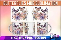 Butterflies Mug Sublimation | 11oz 15oz Mug Sublimation |PNG Product Image 1