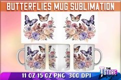 Butterflies Mug Sublimation | 11oz 15oz Mug Sublimation |PNG Product Image 1