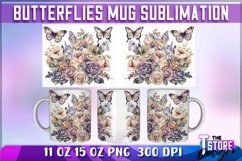 Butterflies Mug Sublimation|Summer Coffee 11 Oz|15 oz v.2 Product Image 4