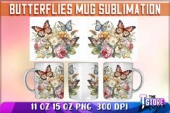 Butterflies Mug Sublimation | 11oz 15oz Mug Sublimation |PNG Product Image 1